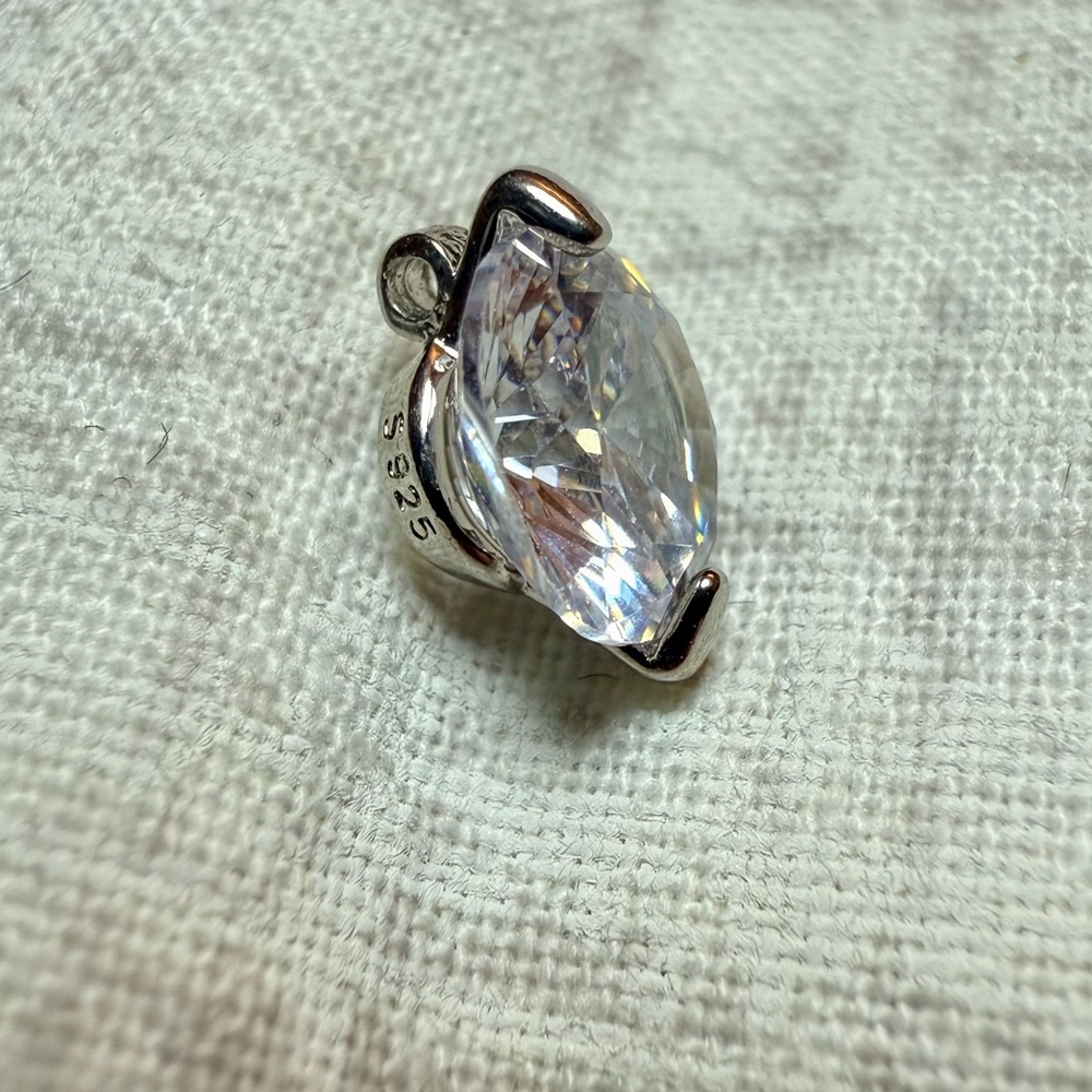 New Sterling Silver & 8mm Round Cut CZ Pendant Necklace Charm 💎